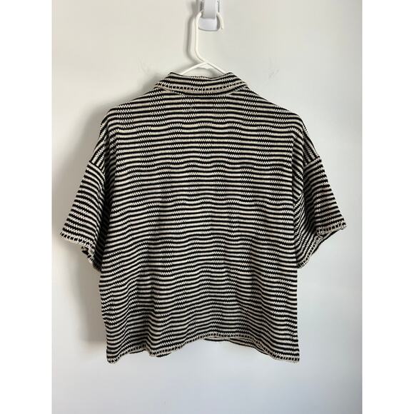 Z SUPPLY Women's Monaco Crochet Top Black White Striped Large - Picture 7 of 8